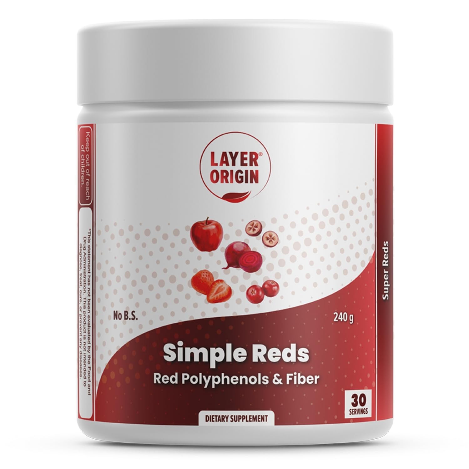 Organic Red Polyphenols Whole Fruit Powder | Real Red Fruits, No Fillers | 30 Se