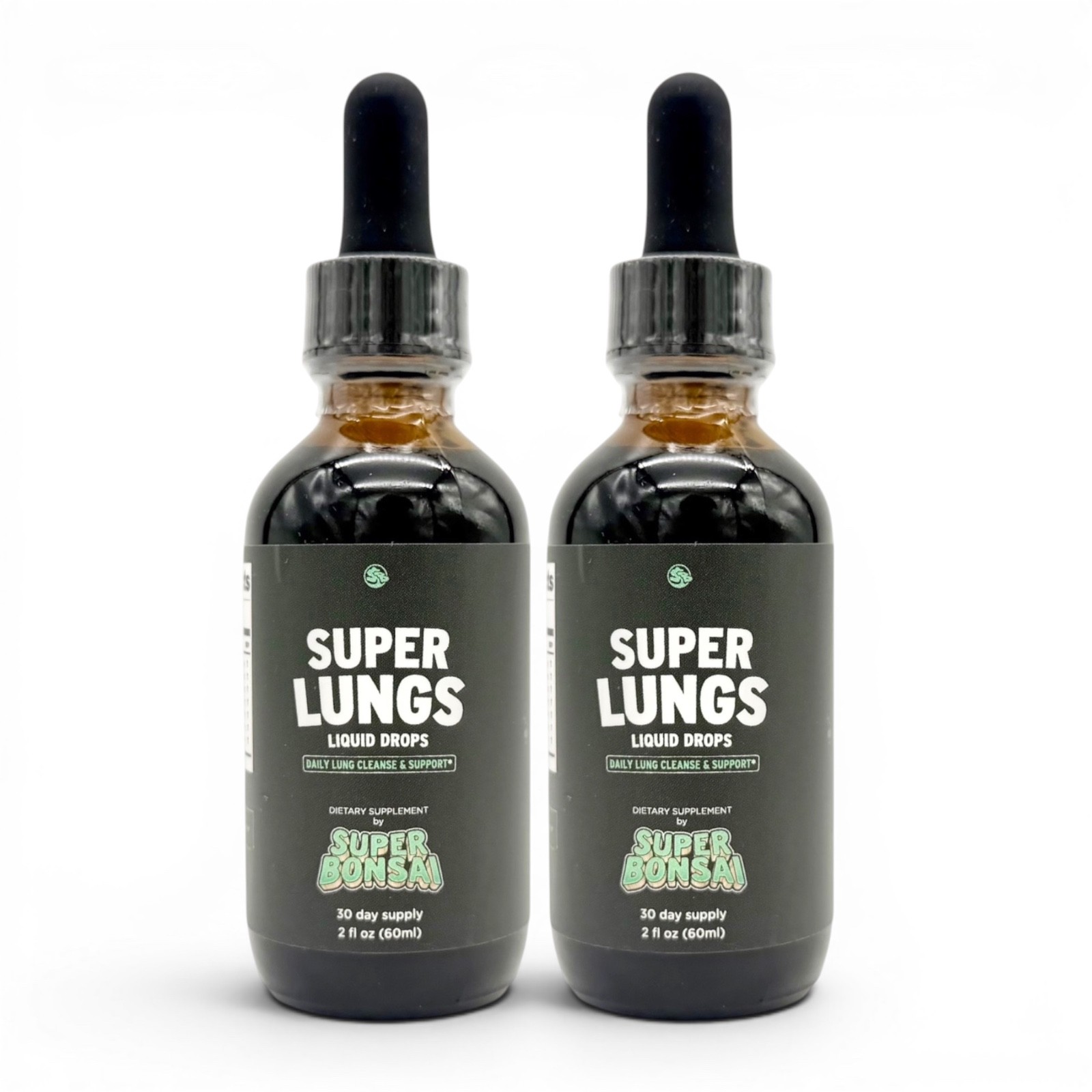 Super Lungs Liquid Drops 2oz Daily Lung Cleanse & Support Supplement Set Of 2