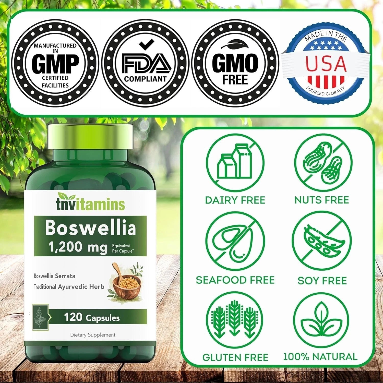 Boswellia Serrata Herbal Extract Capsules 1200 Mg Capsule- FREE SHIPPING