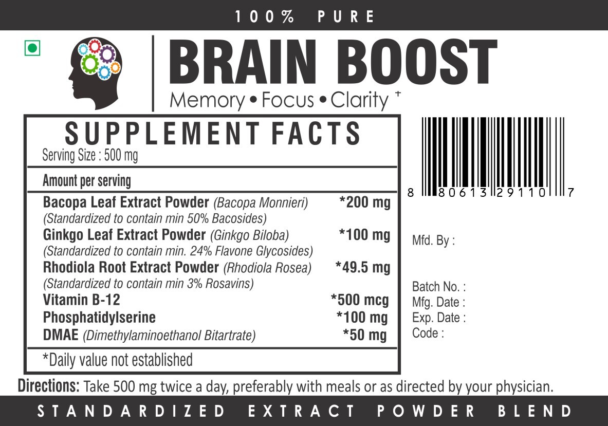 Nootropic Brain Boost Cognitive Enhancer Support Focus Memory Mental Performance