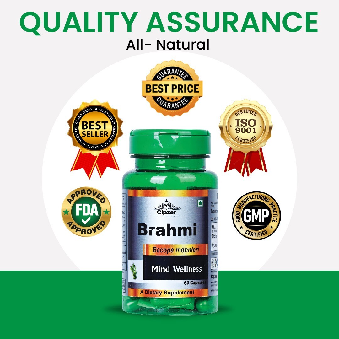 Cipzer Brahmi 60 Capsule | Stress Reducer, Improve Mental Health, Better Sleep