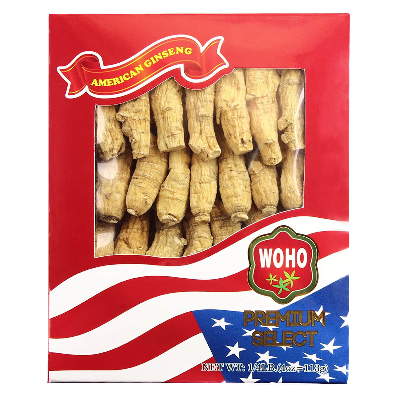 WOHO Cultivated American Ginseng 1324 Half Short Medium 4 oz Box