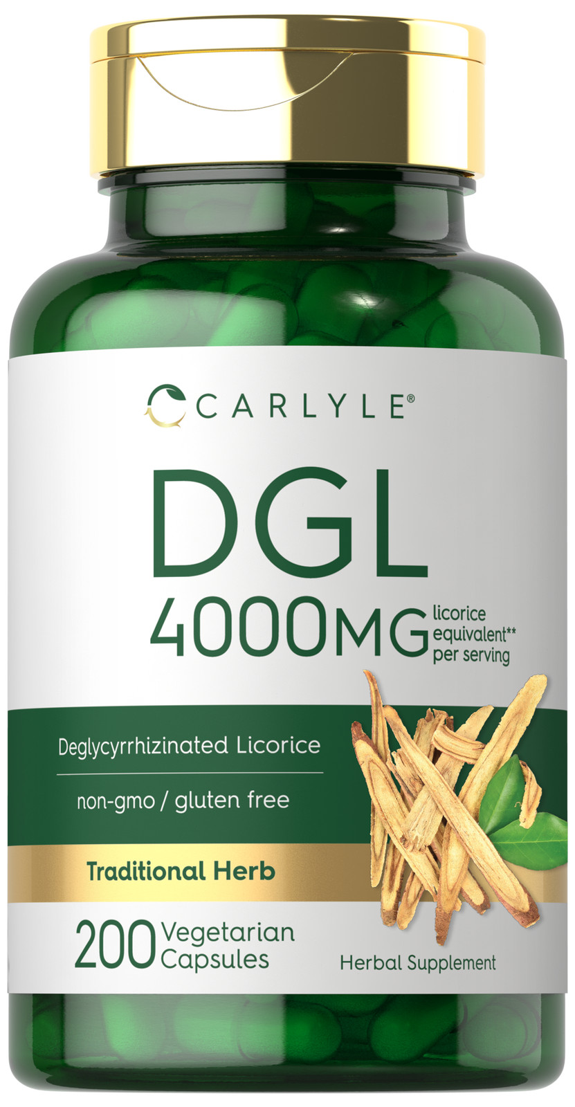 DGL Licorice 4000mg | 200 Capsules | Deglycyrrhizinate| Vegeterian | by Carlyle