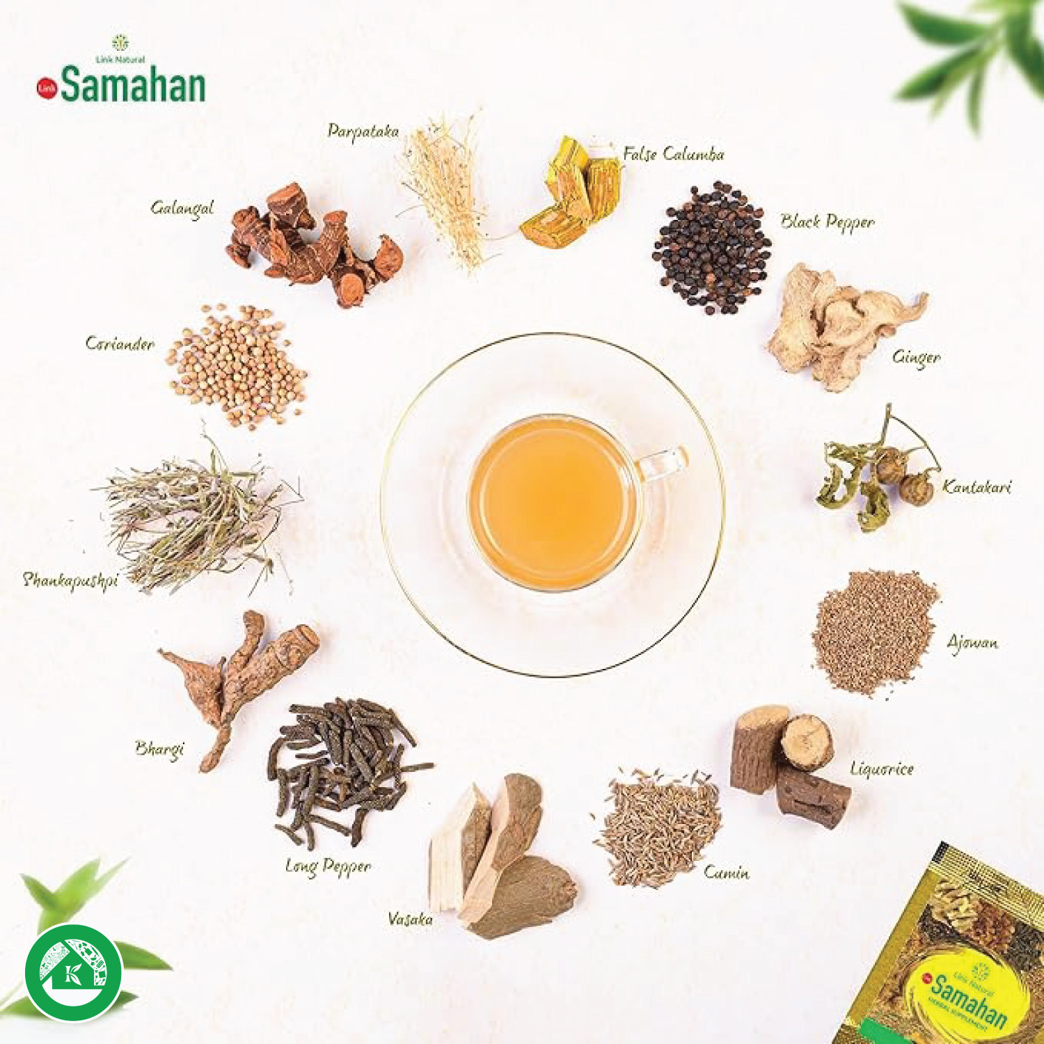 Sri Lanka Herbal Te, Link Samahan, Ayurvedic, Cold, Flu, Supplement, 10 Sachets