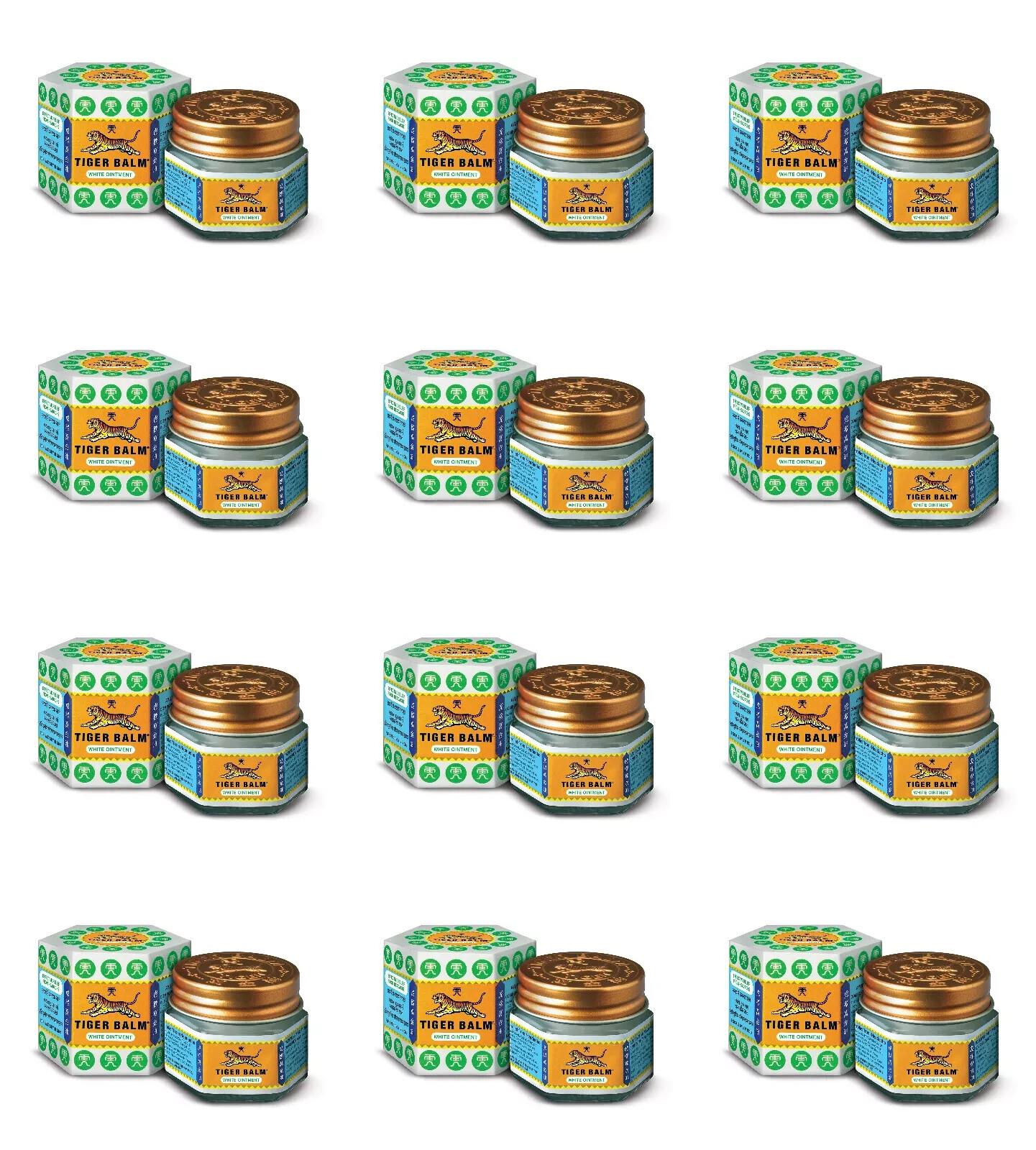 12 X Tiger Balm White | Stuffy Nose & Headache Relief | 9ml Each | Exp: 03/2028