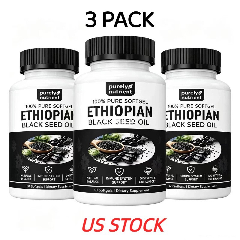 3 PACK Ethiopian Black Seed Oil Softgels 4.64% Thymoquinone Gluten-Free