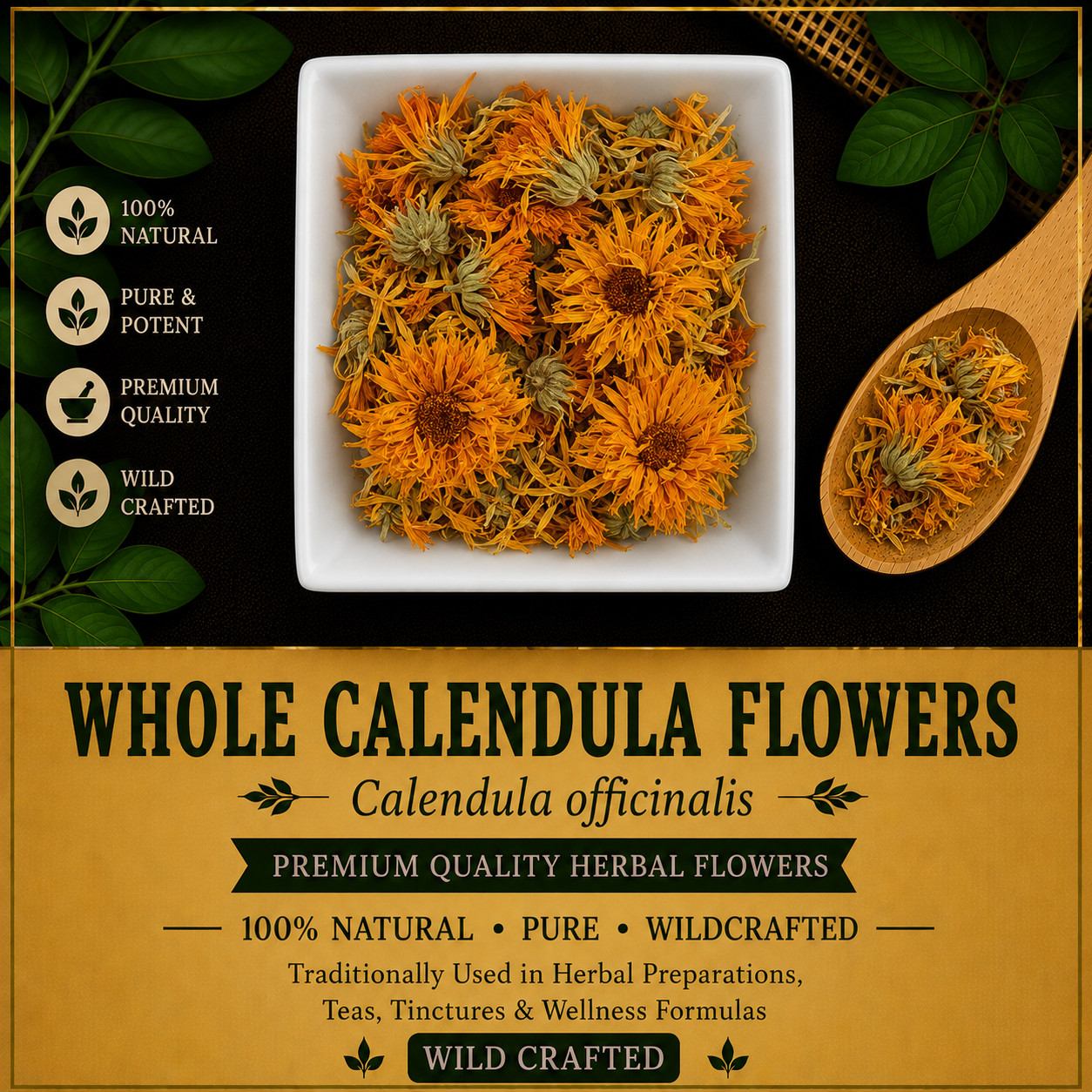 Whole Calendula Flowers Calendula officinalis Premium Herbal Flowers | Marigold