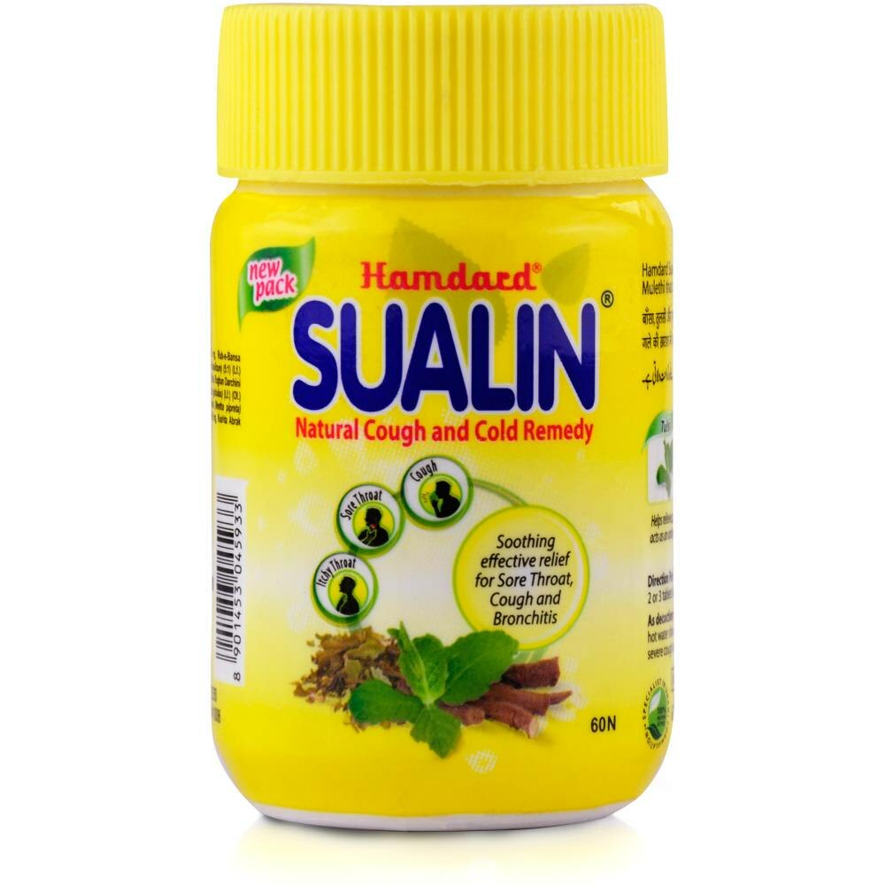 Hamdard SUALIN 60 Tablets Bottle Cough Cold Relief Herbal Unani
