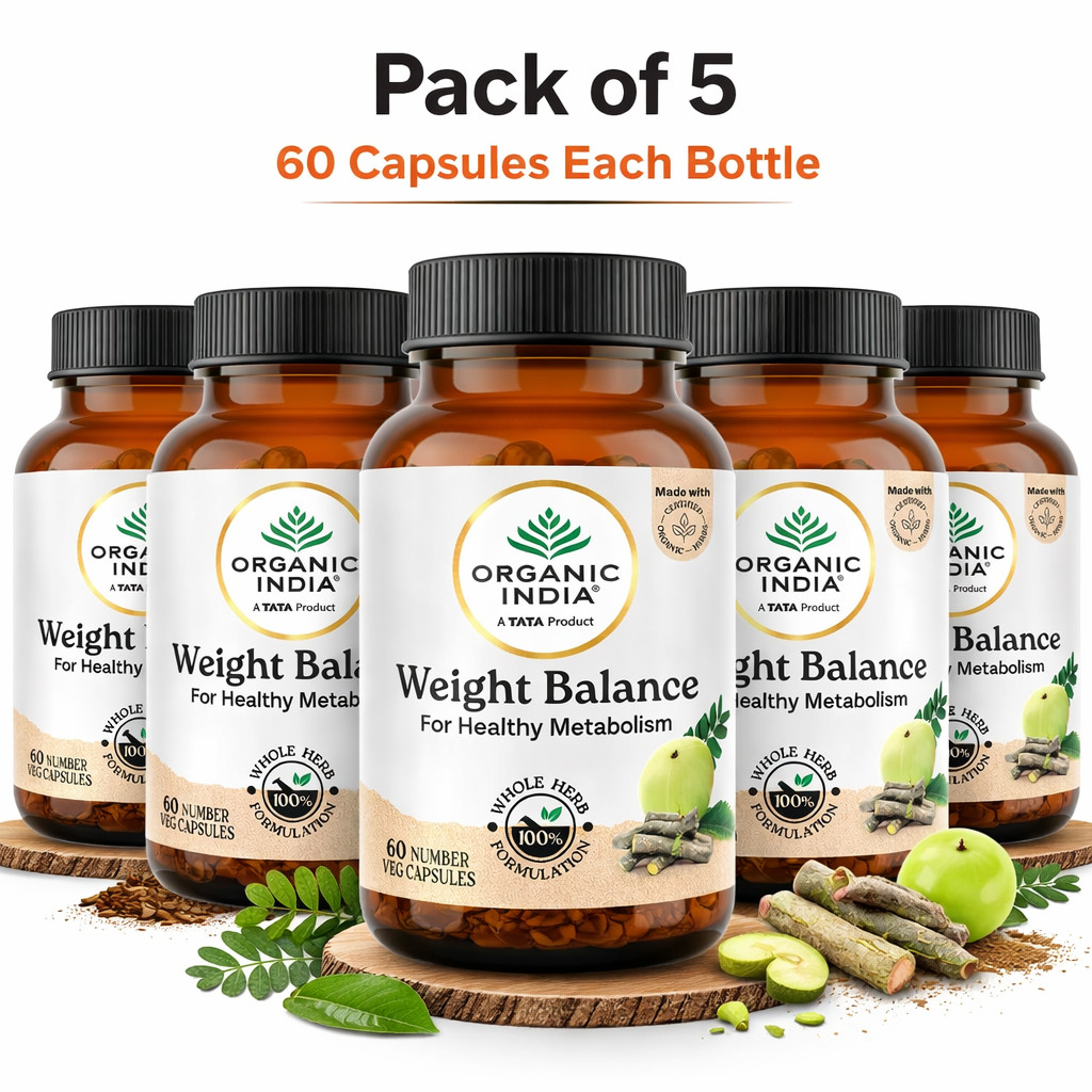 Organic India Weight Balance 60 Veg Capsules Ayurvedic Herbal 5 Pack Metabolism
