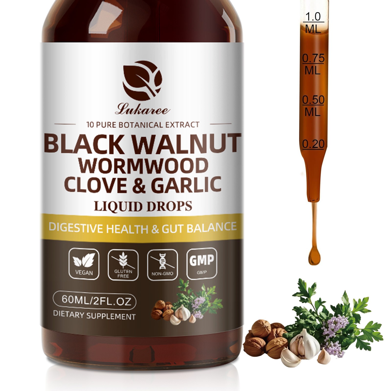 Parasite Cleanse Detox Drops Wormwood Black Walnut Clove Extract | Herbal Liquid