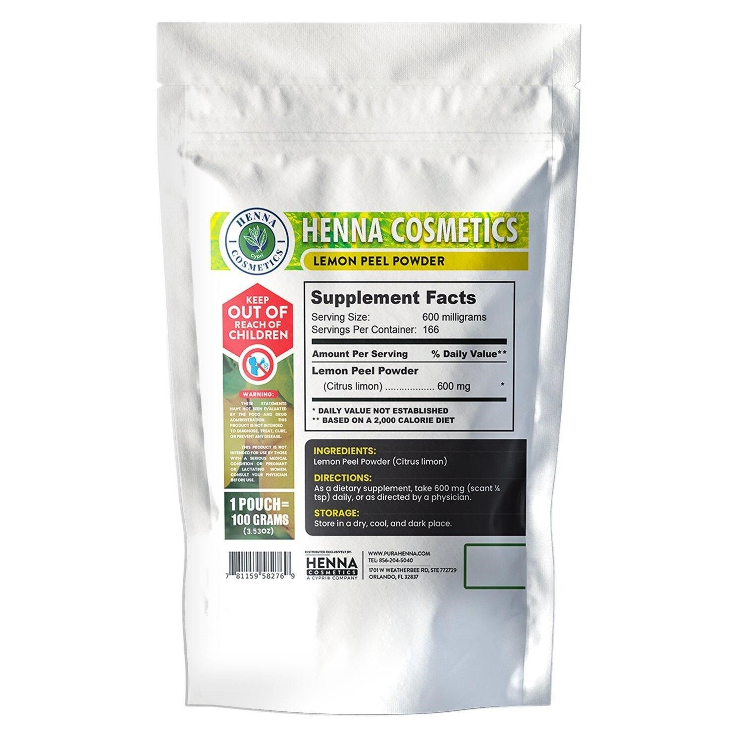 Lemon Peel Powder for Skin Hair, 100 Grams, 100% Organic.