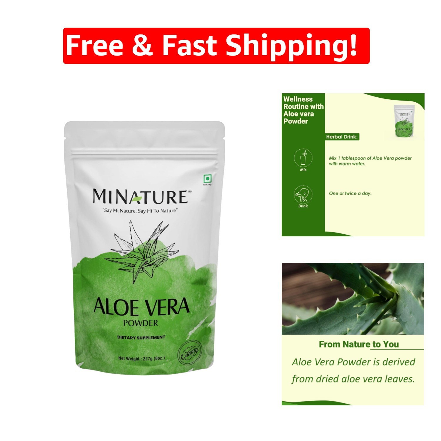 100% Aloe Vera Powder 8oz for Natural Wellness – Satisfaction Guaranteed