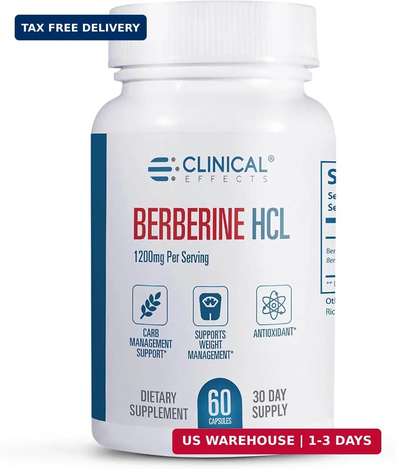Clinical Effects Berberine HCL 1200mg Liver Support Vegan 60 Veggie Capsules USA