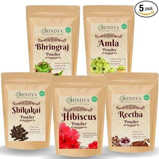 combo Amla, Reetha, Shikakai, Bhringraj, Hibiscus Powder for Hair 50g each FS