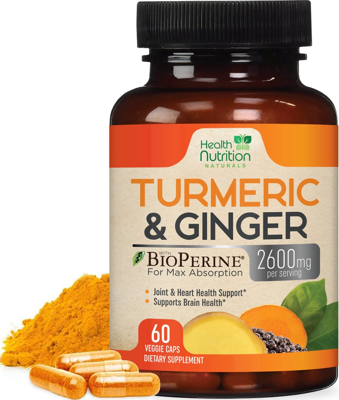 Turmeric Curcumin + BioPerine 95% Standardized Curcuminoids 2600mg Joint Support