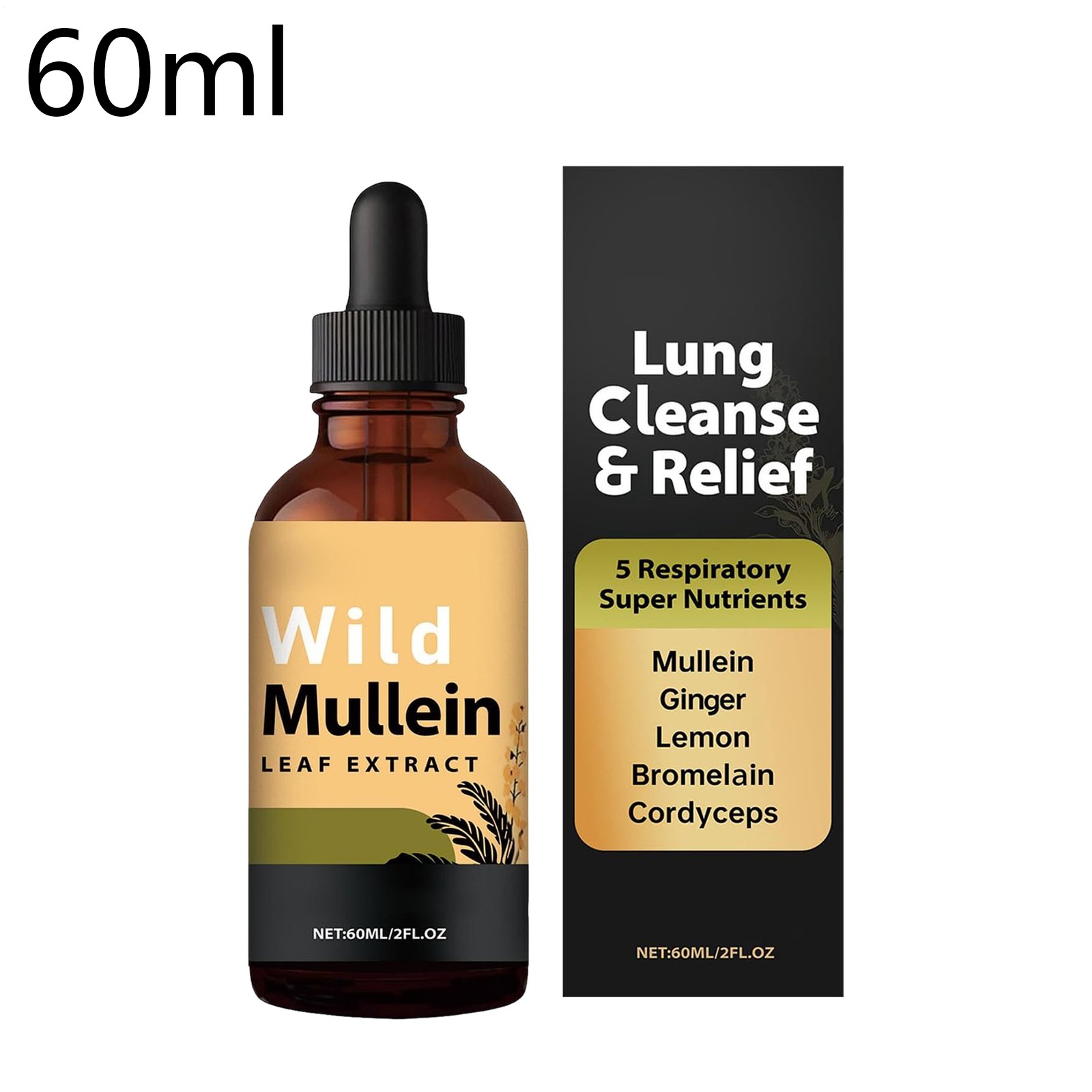 Wild Mullein Leaf Extract Bio-organic Lung Cleanse Drops for Lung Natural Herbal