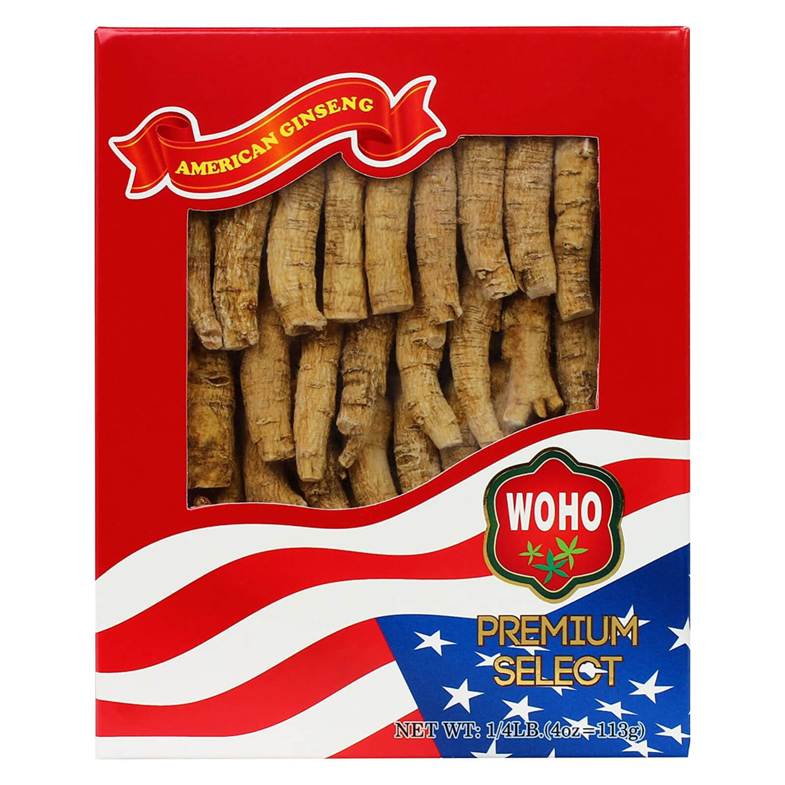 WOHO Cultivated American Ginseng 1334 Half Short Small 4 oz Box