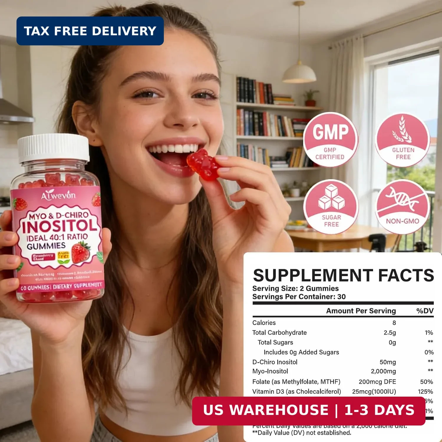 Myo-Inositol & D-Chiro Inositol Gummies 40:1 Ratio – Hormone Balance Supplement