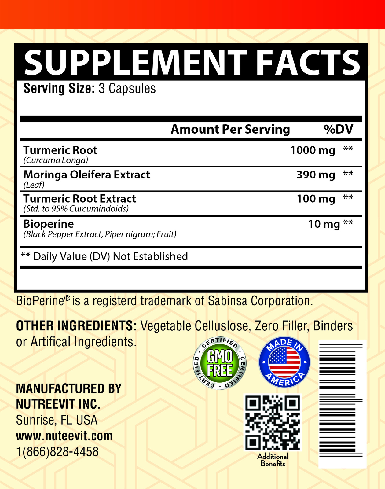 NutreeVit 100% Organic Promotes Digestive & Brain Health – Turmeric & Ginger