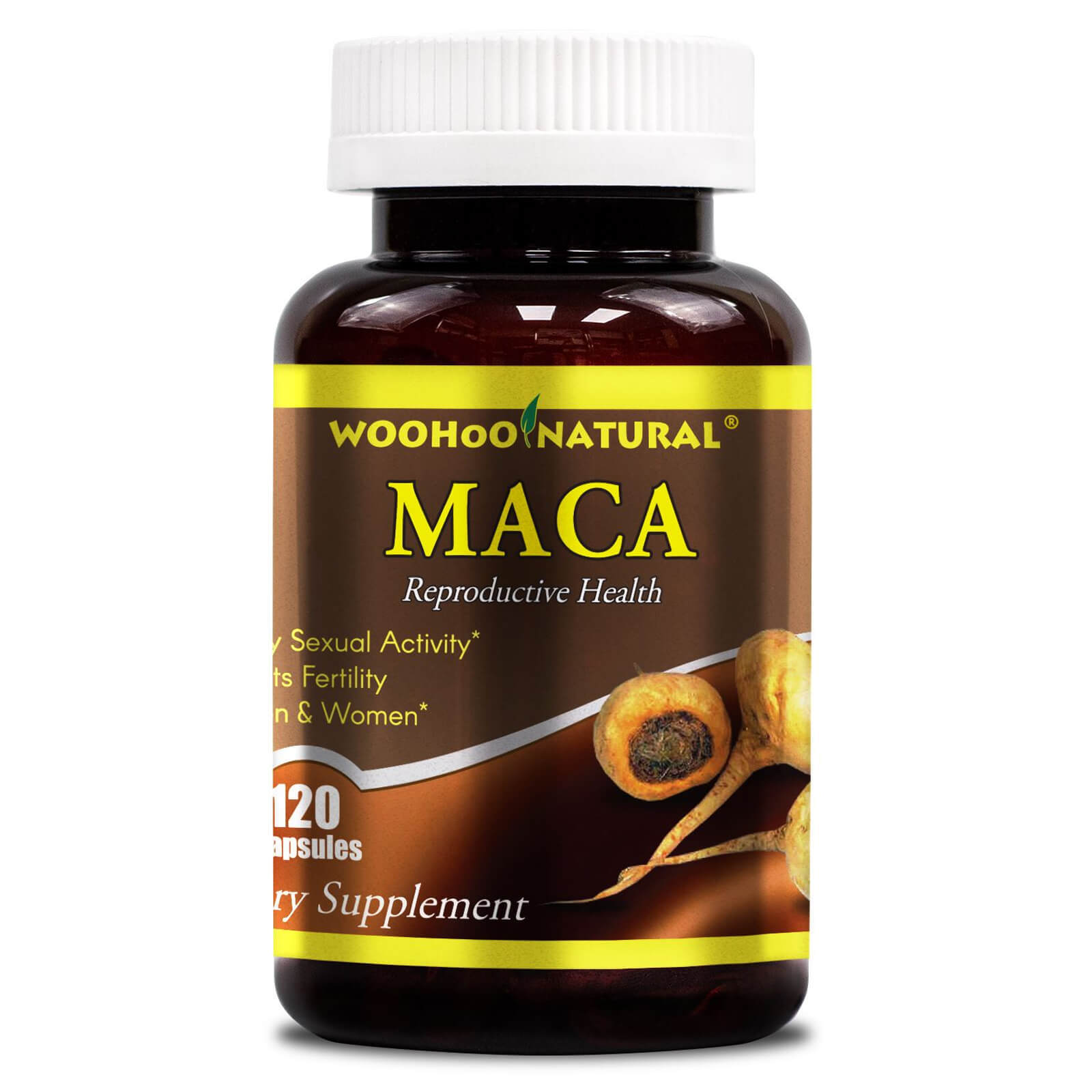 WooHoo Natural® Maca 500 mg 120 Caps Energizing Herb Rich in Saponins