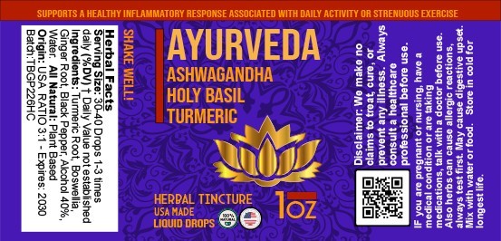 Ayurveda Synergy Tincture 1:3 Potency – Ashwagandha, Holy Basil & Turmeric USA