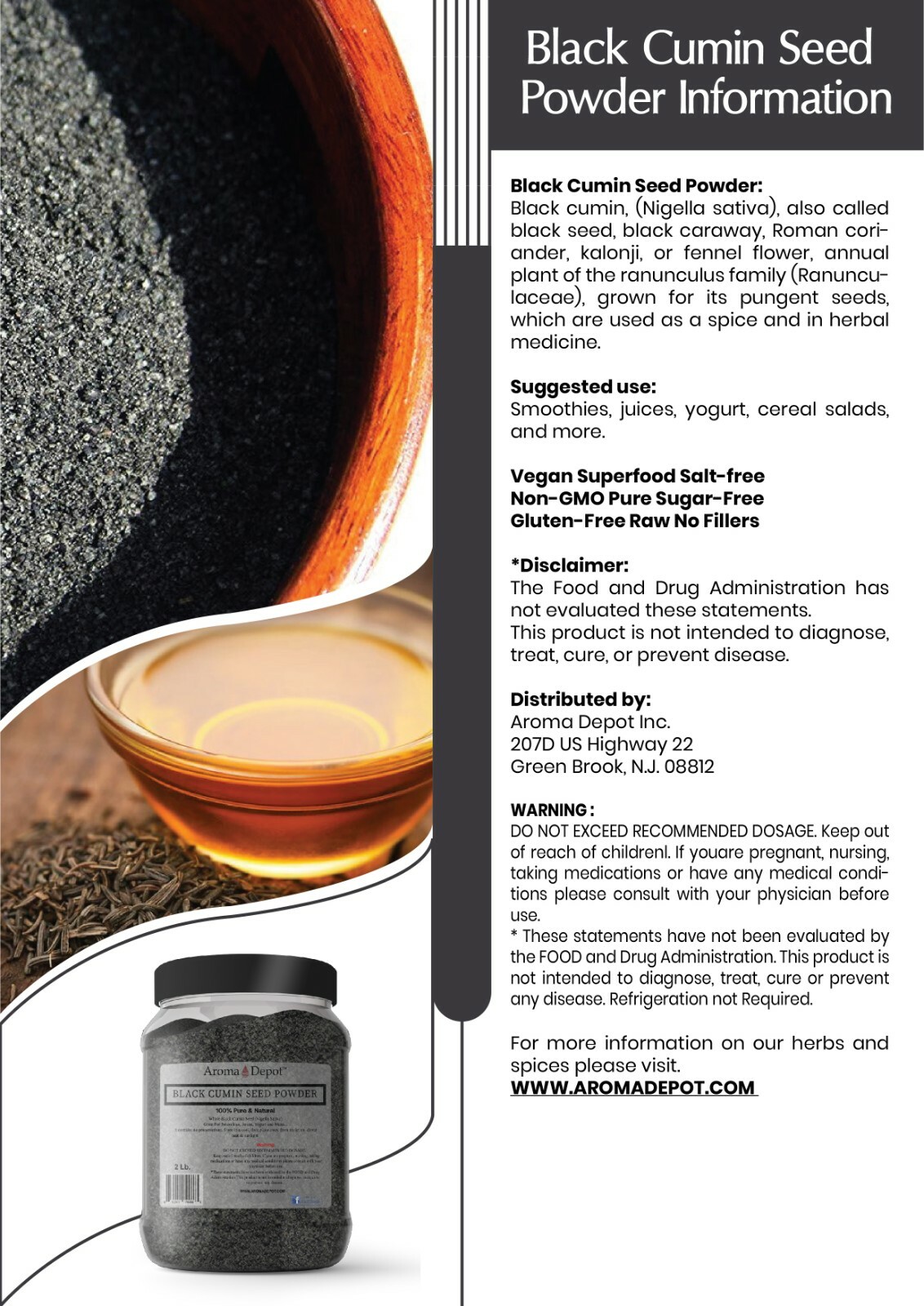 5lb GROUND Black Seed Powder Cumin NIGELLA SATIVA Semilla Comino Negro