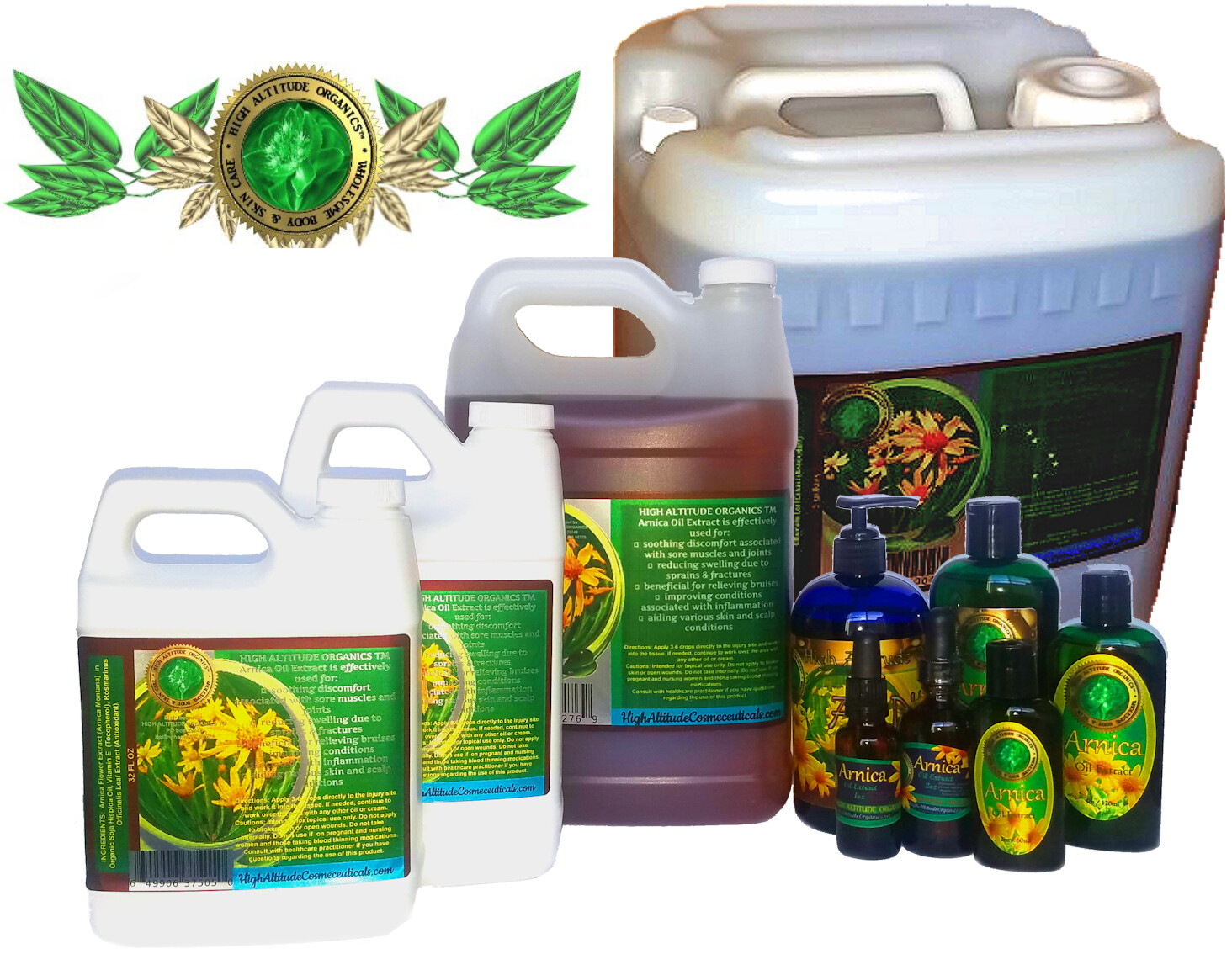 Arnica Oil -1gal- Sore Muscles,Bruises,Sprains,Fractures- HIGH ALTITUDE ORGANICS