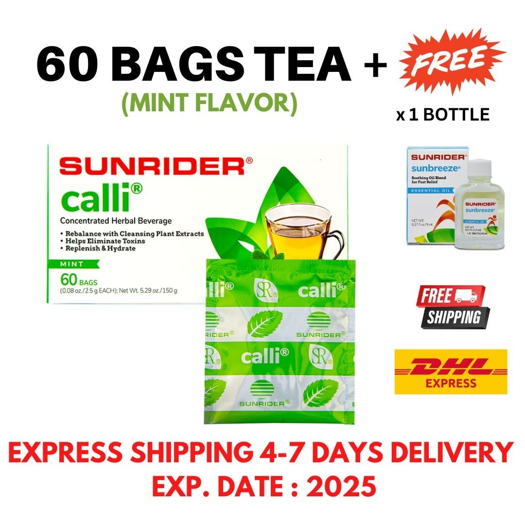 60 BAGS Sunrider CALLI Mint Flavor Concentrated Herbal Tea EXP 2027 FREE SHIP