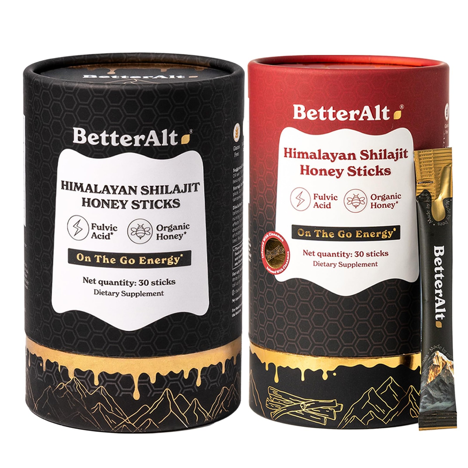 Himalayan Shilajit Sticks 2 Pack Classic + Cinnamon Flavour – 75%+ Fulvic Acid