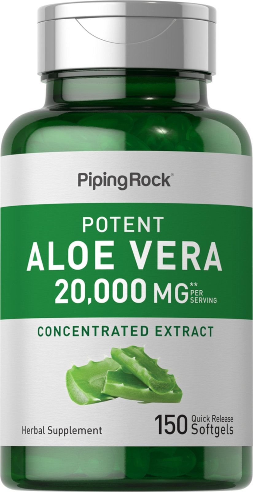 Aloe Vera Capsules | 20000mg | 150 Softgels | Non-GMO | by Piping Rock