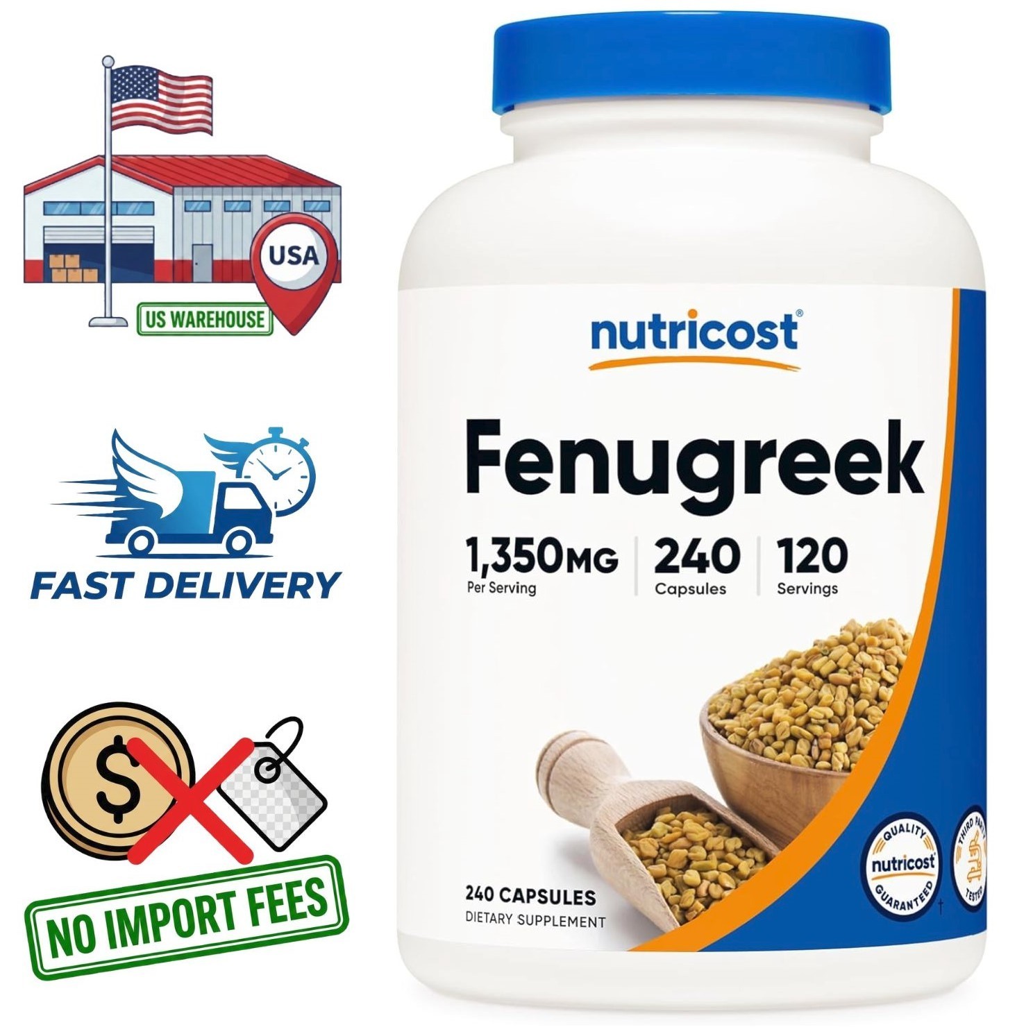 Fenugreek Seed Extract 1350mg | 240 Powder Capsules | 4 Month Supply