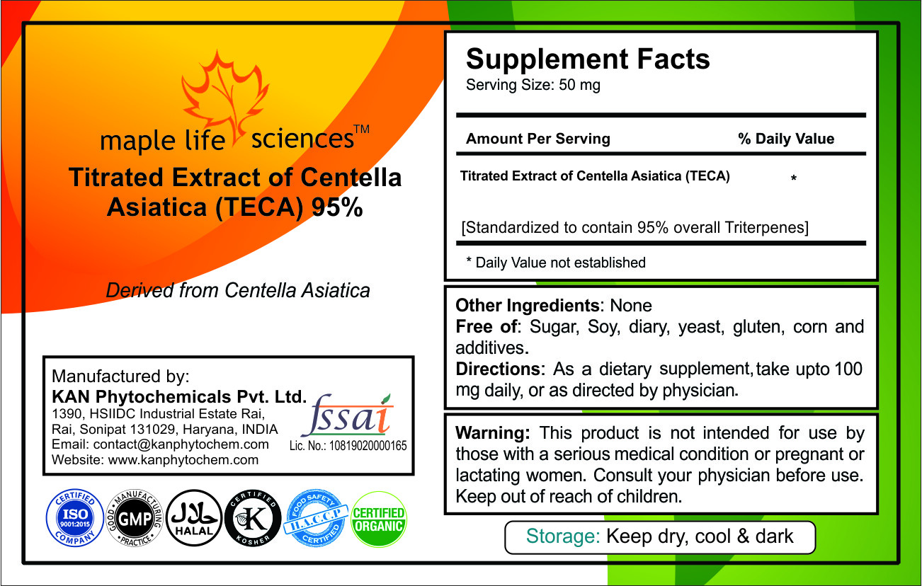 Titrated Extract of Centella Asiatica (TECA) 95% Triterpene Powder NO FILLERS