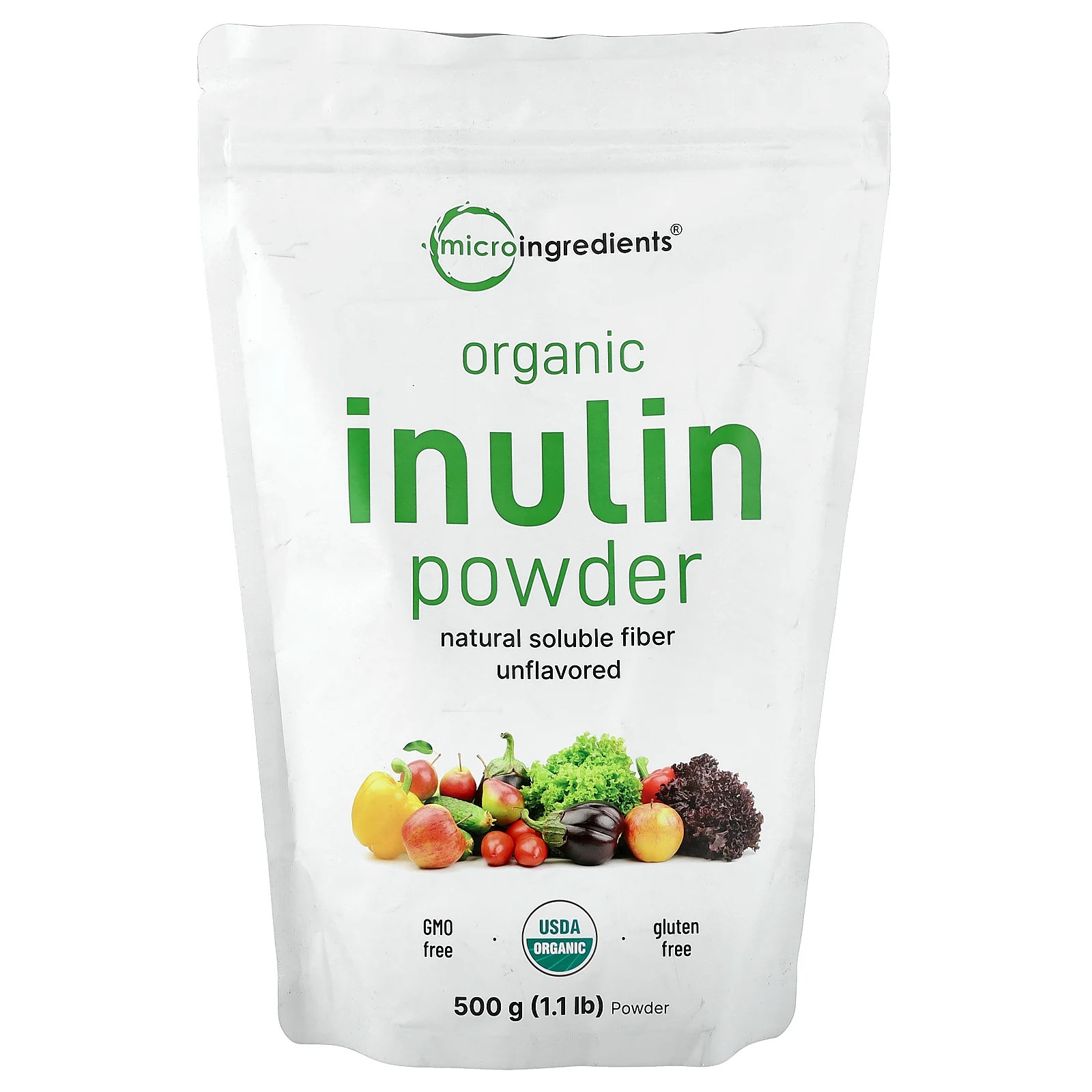 Organic Inulin Powder, Unflavored, 1.1 lb (500 g)