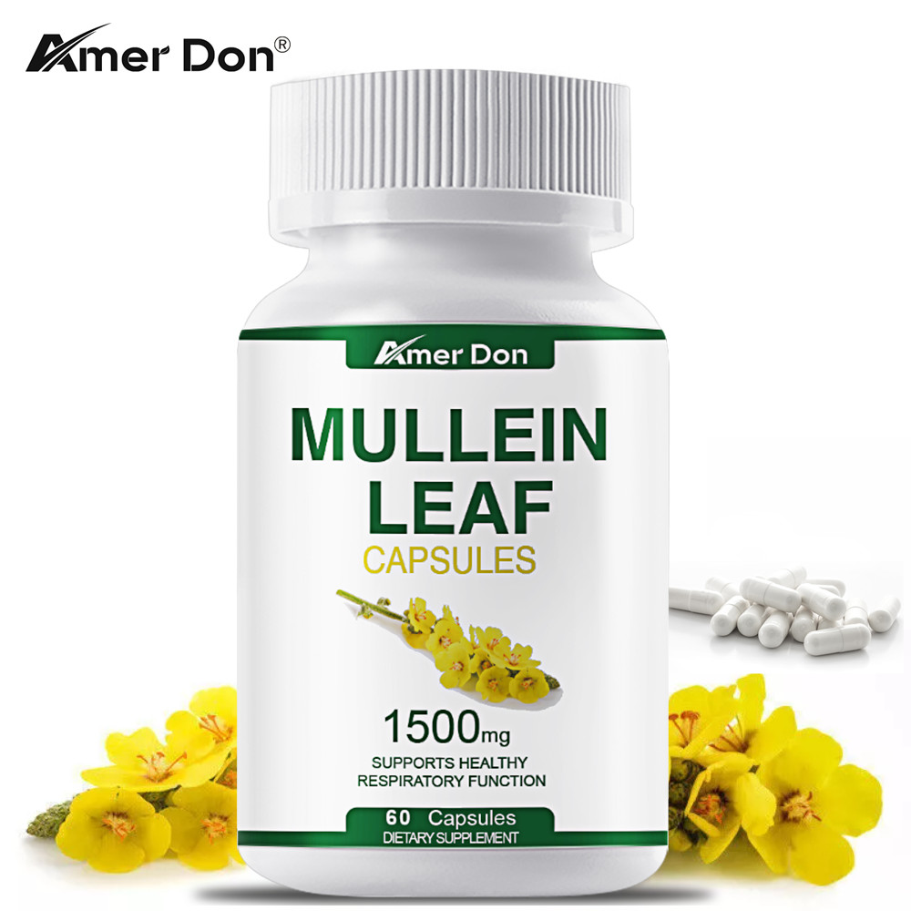Mullein Leaf Capsules 1500mg – Support Lung Cleanse Respiratory Health Vegan
