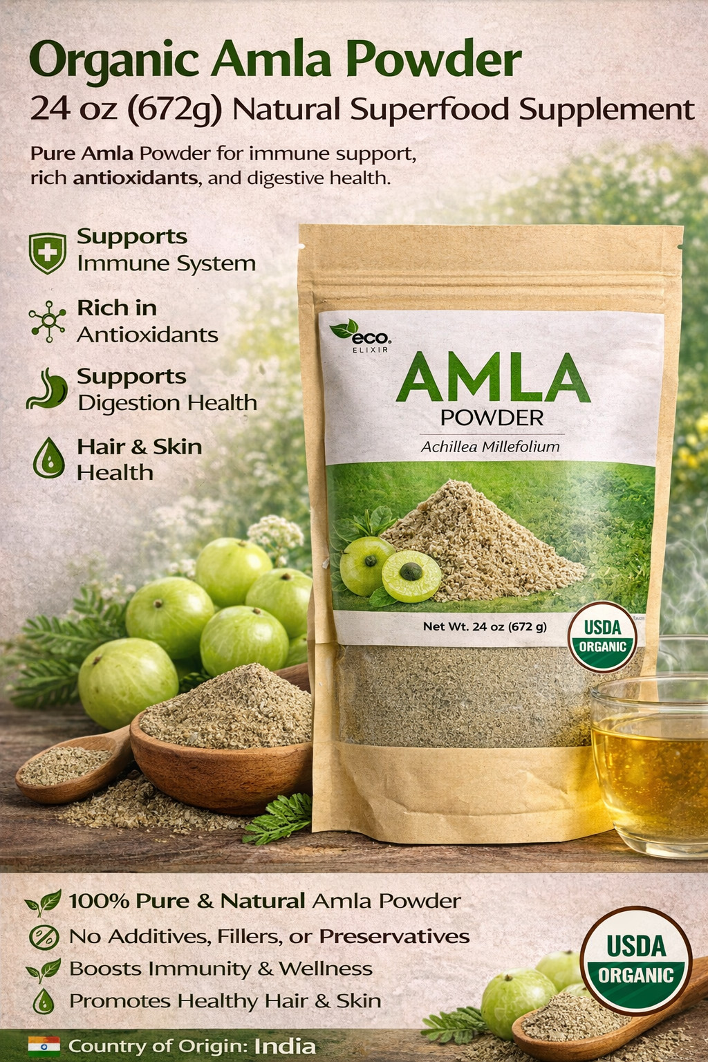 Amla Powder 24 oz (672g) Pure Indian Gooseberry Superfood Hair Skin Herbal
