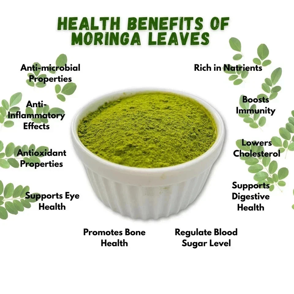 100% Pure Moringa Powder Raw Organic Non-GMO Bulk Wholesale (50 GM to 1000 GM)