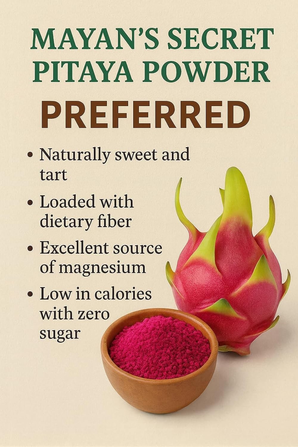 Superfoods USDA Certified Organic Freeze-Dried Pitaya Powder Dragon Fruit 3.5 Oz