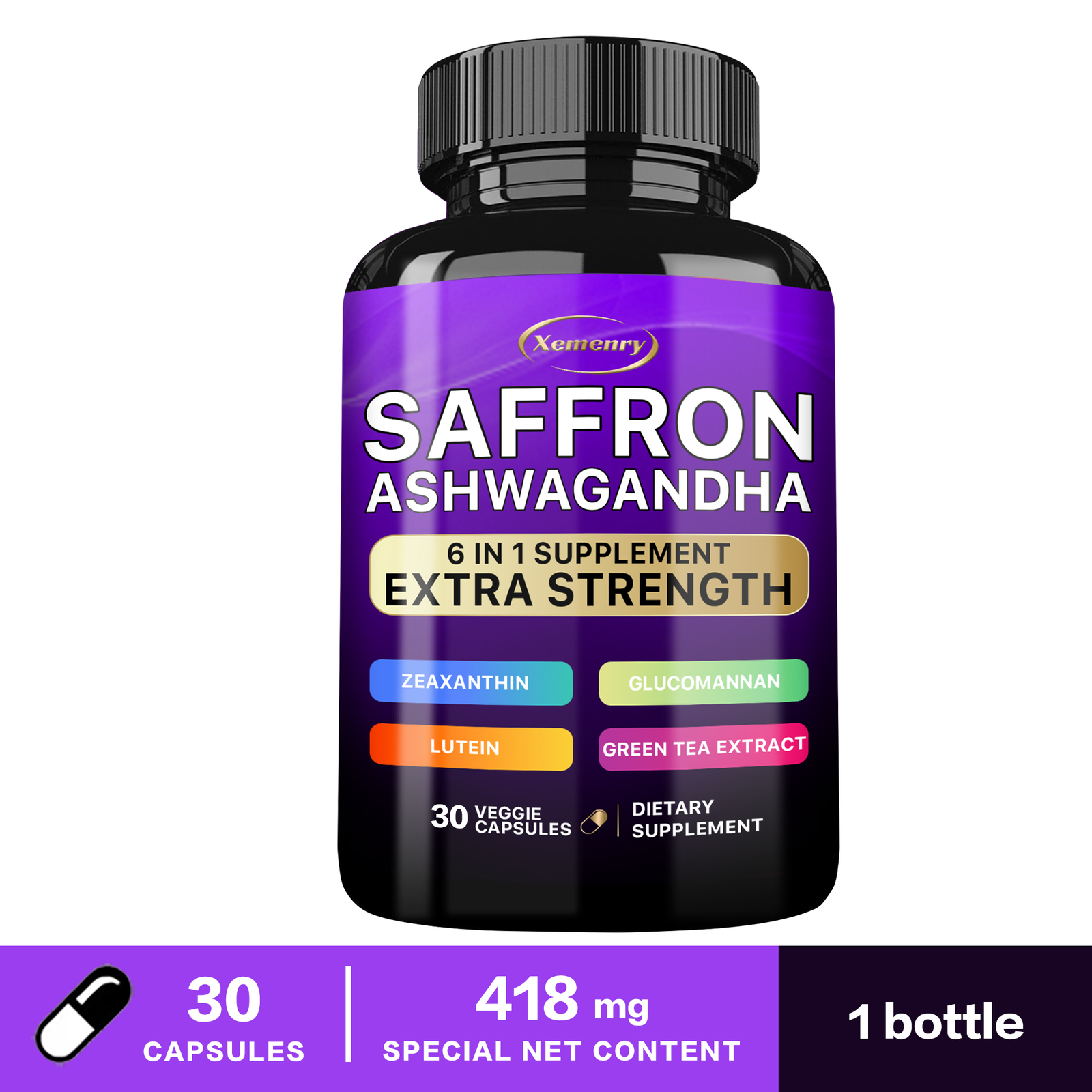 Saffron Ashwagandha -Natural Stamina & Immunity Support, Stress & Anxiety Relief