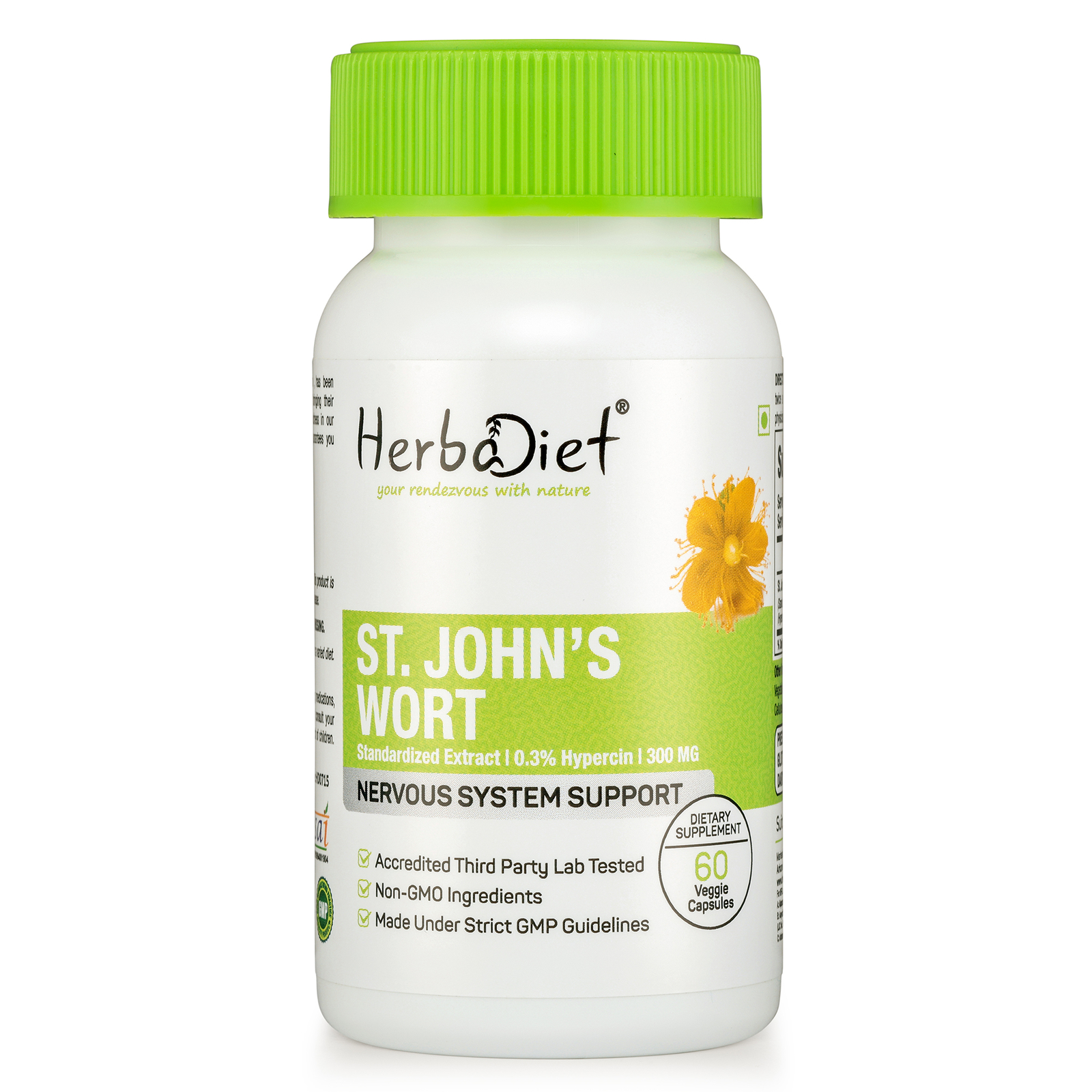 St. John’s Wort Standardized Extract Capsules 0.3% Hypericin Stress Anxiety USA