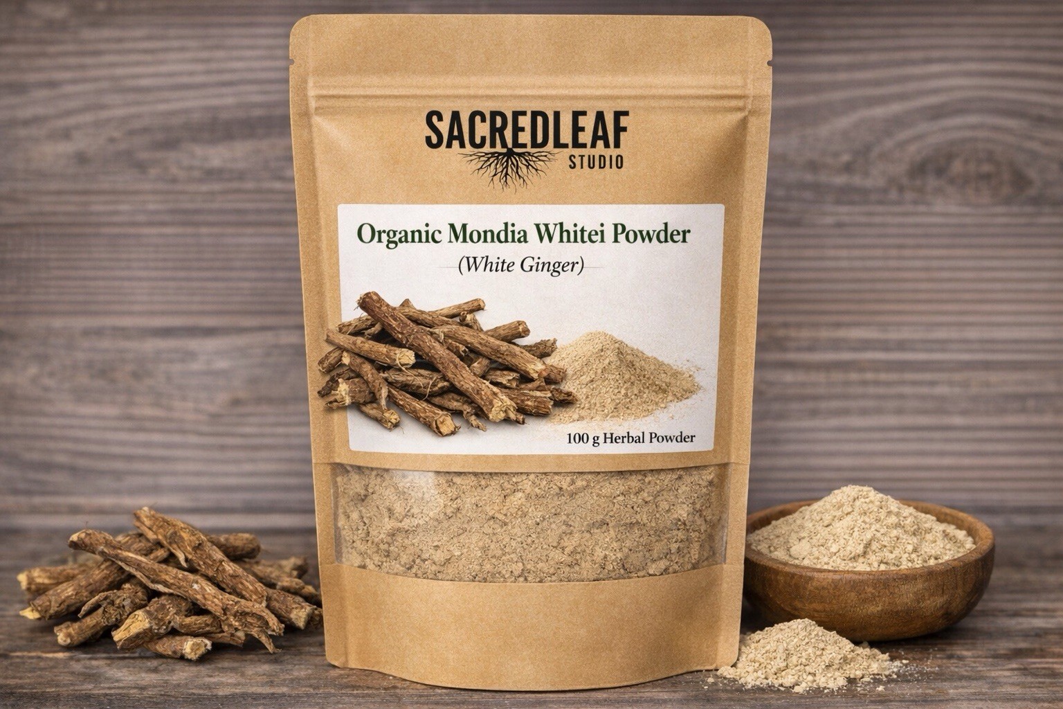 Mondia Whitei Root Powder, African White Ginger Men Natural Testosterone Booster