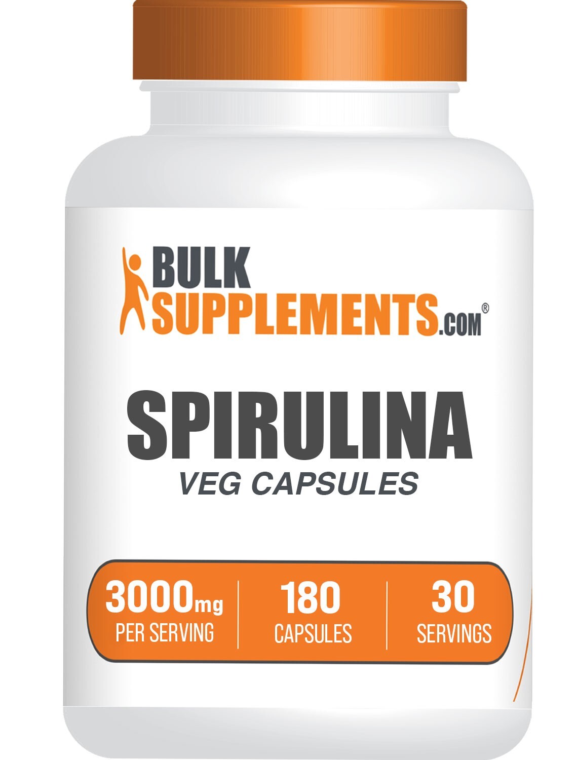 BulkSupplements Spirulina 180 Capsules – 3000mg Per Serving