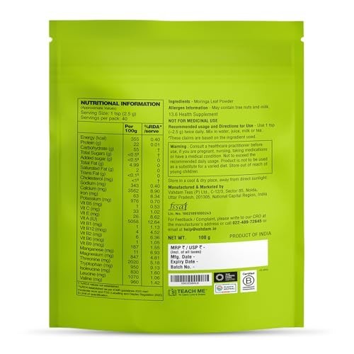 VAHDAM India Moringa Powder 200g Pure Leaves Non-GMO 80 Servings
