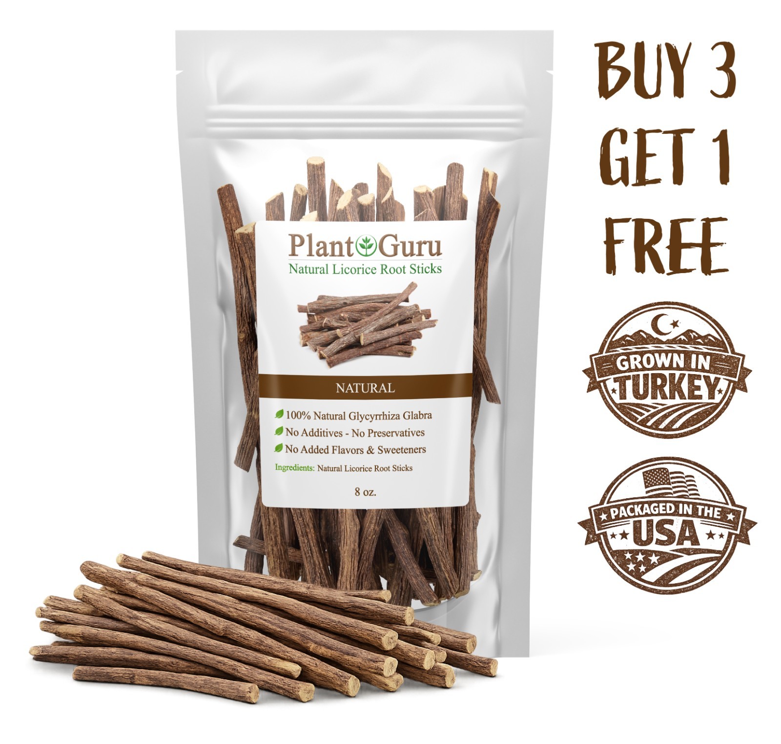 8 oz. Licorice Root Chew Sticks 100% Pure Natural Glycyrrhiza Glabra Turkish