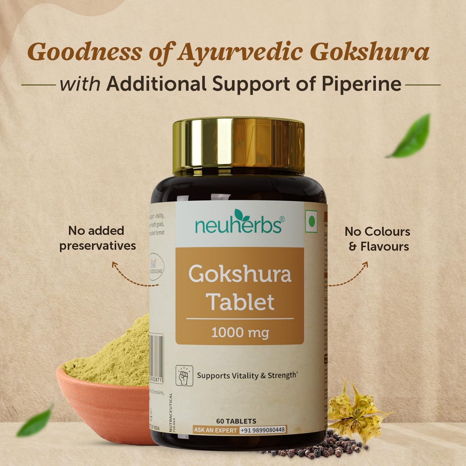 Gokshura Tablet Helps To Support Energy & Strength, 60 Tablets General Wellness