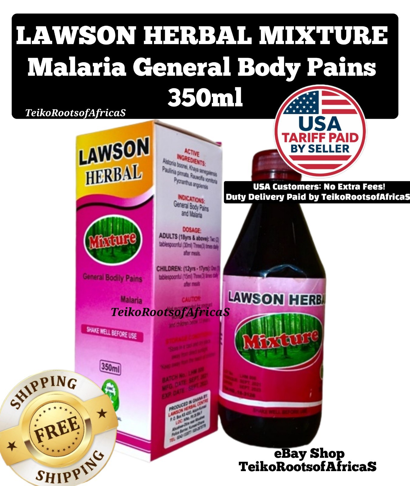 Lawson Herbal Mixture for Malaria Fever General Body Pains- 350mL