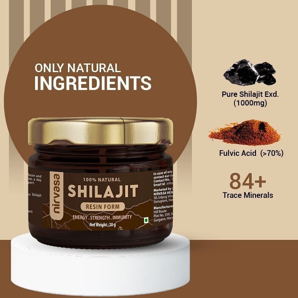 100% Pure Himalayan Shilajit Resin, 70% Fulvic, Extremely Potent – 20g Jar