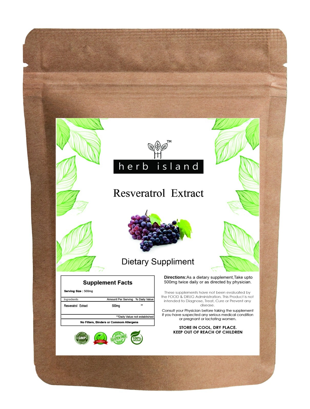 Resveratrol 98% Extract Anti-aging Anti cholesterol & Anti-oxidant High Quality