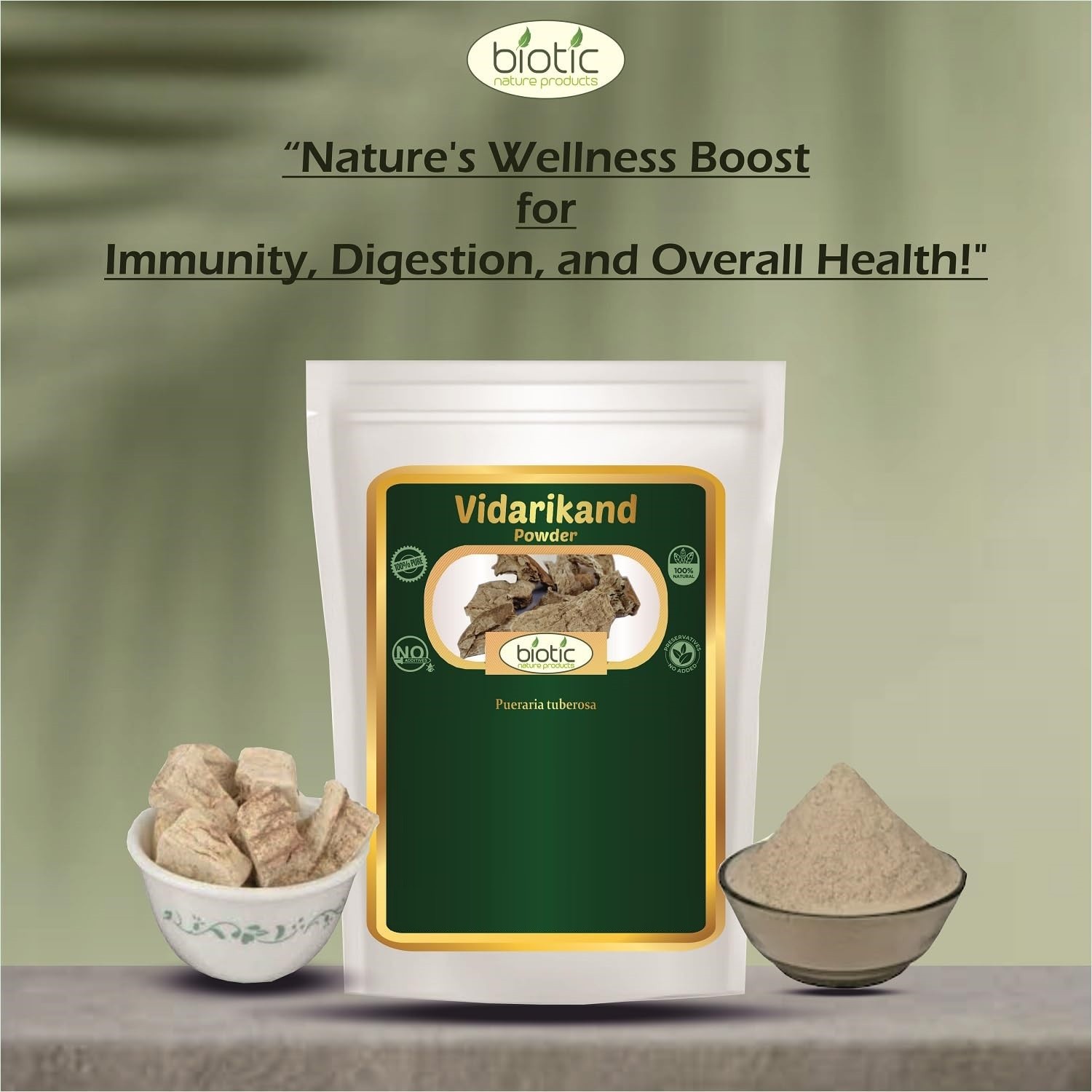Biotic Natural Vidarikand Powder 100gm – Vidari Kand Churna – Bidarikand Powder