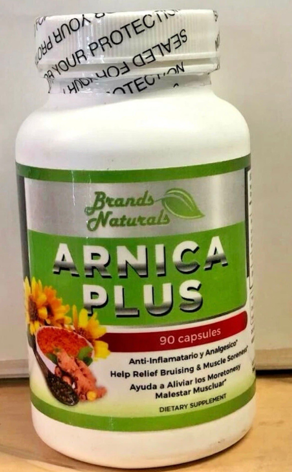 Brands Naturals Arnica Plus Capsulas 90 anti-inflamatario y Analgesico 500mg