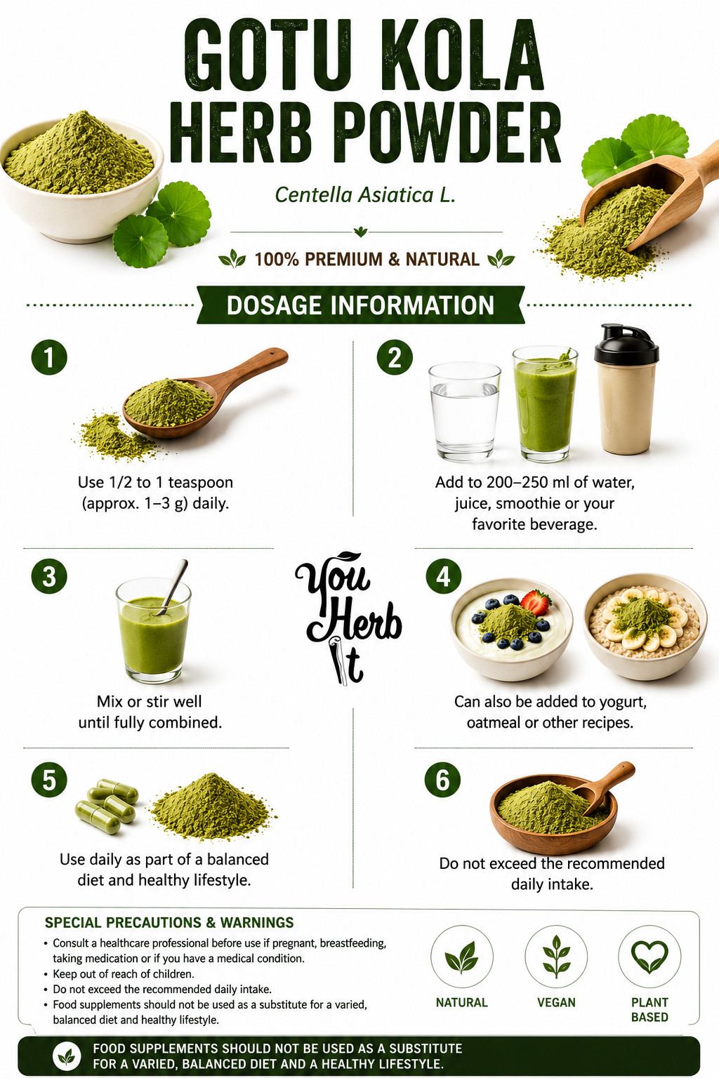 Gotu Kola Herb Powder 25g-200g – Centella Asiatica L.
